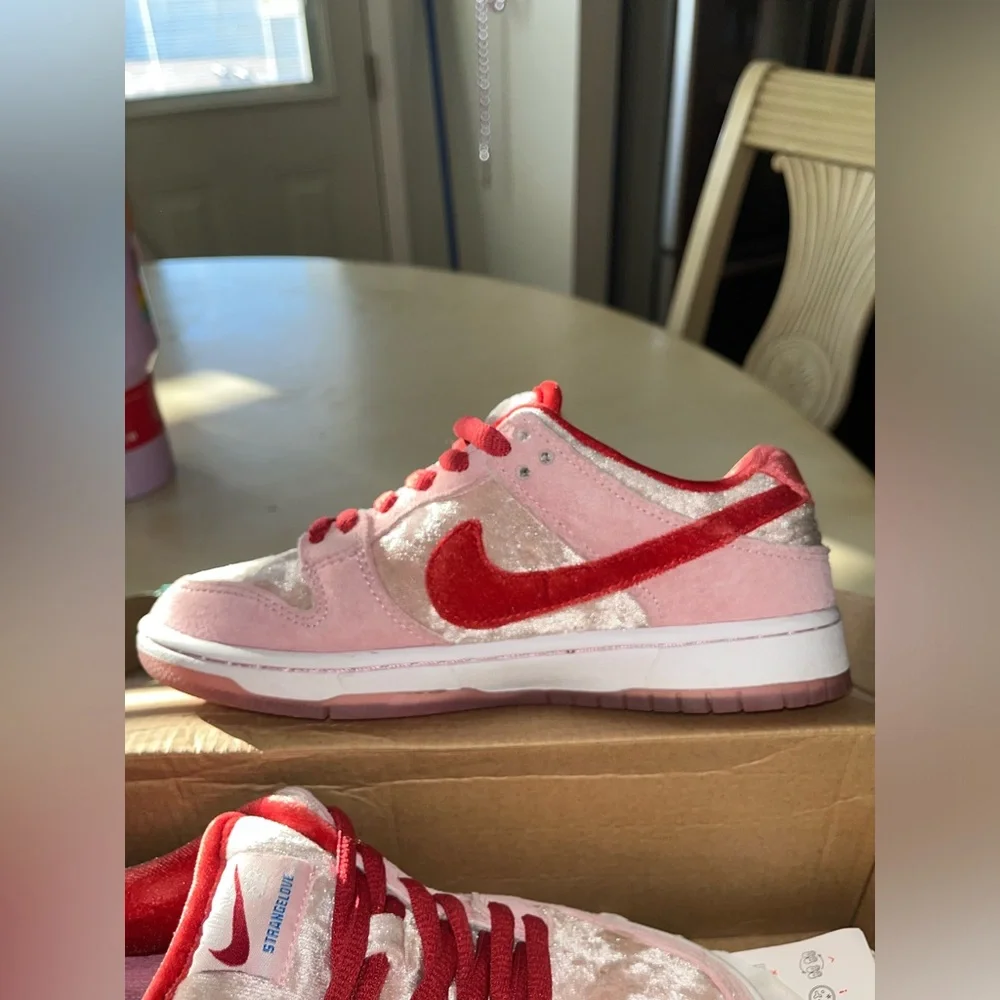Nike Men’s Pink and Red Velvet Dunk Sneakers